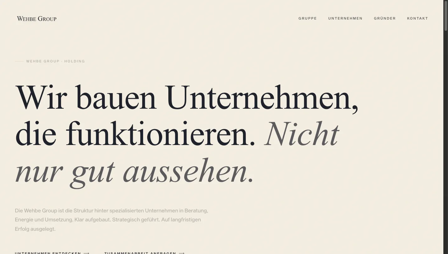 Wehbe Group Website. Webdesign von MOEMENT MEDIA